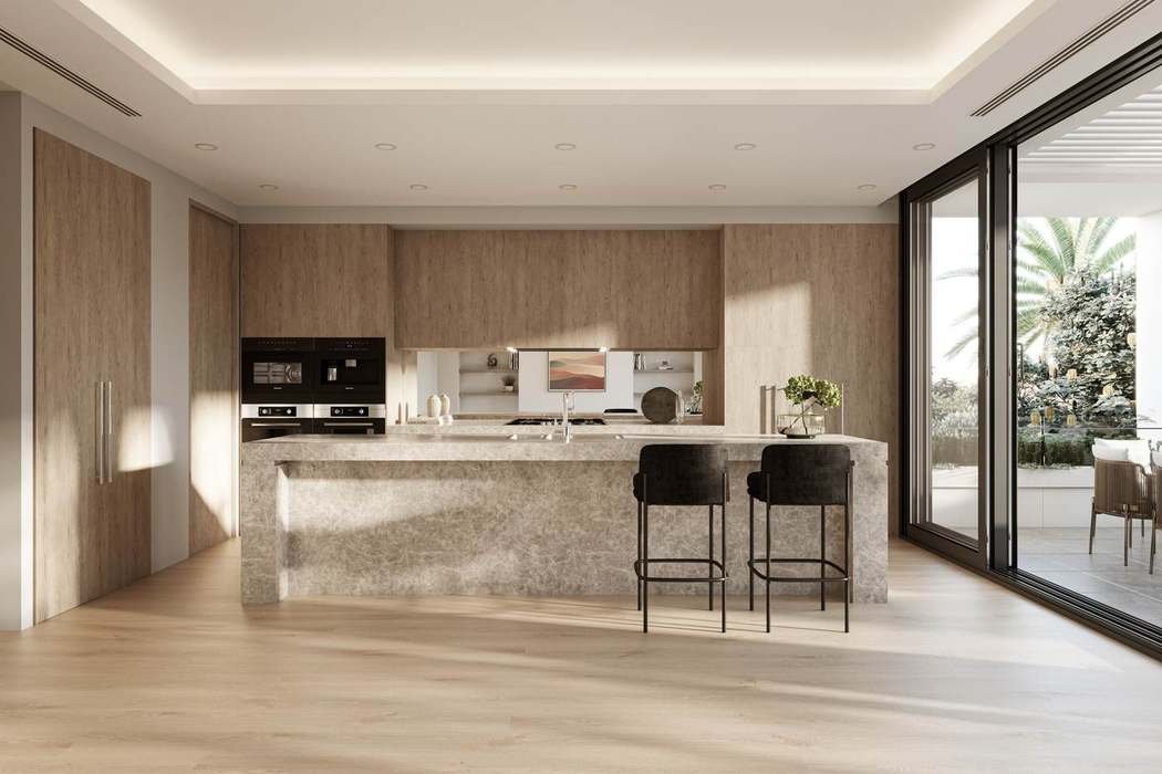 Kitchen with marble island