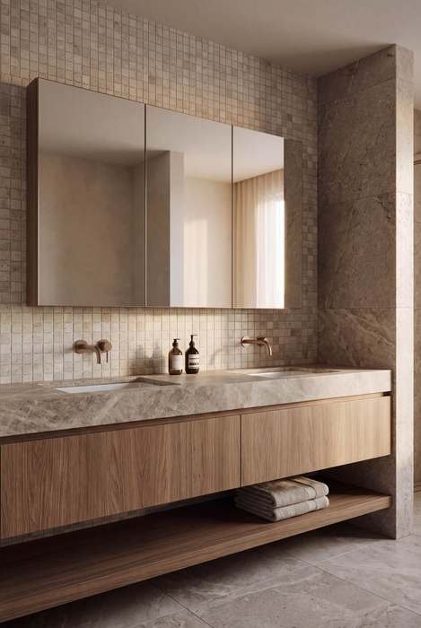 Mosaic tile bathroom vanity